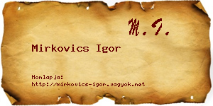 Mirkovics Igor névjegykártya